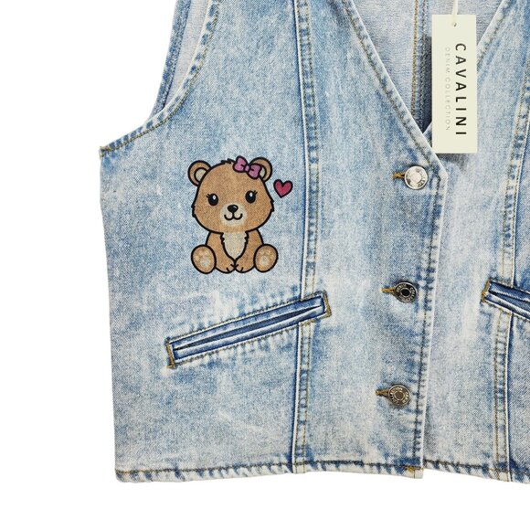 Cavalini Denim Vest With Costume Bear Size Small - Picture 7 of 9